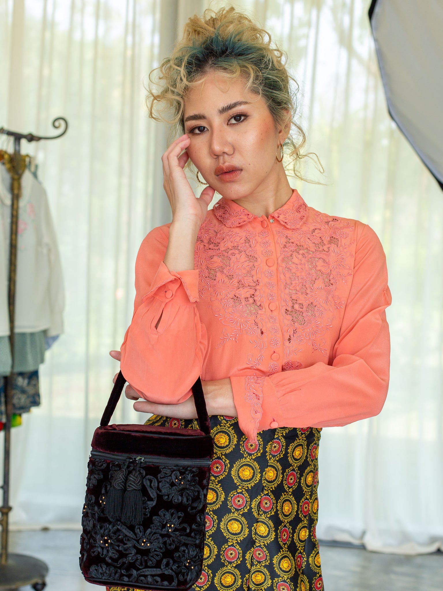 Vintage Black velvet Handbag