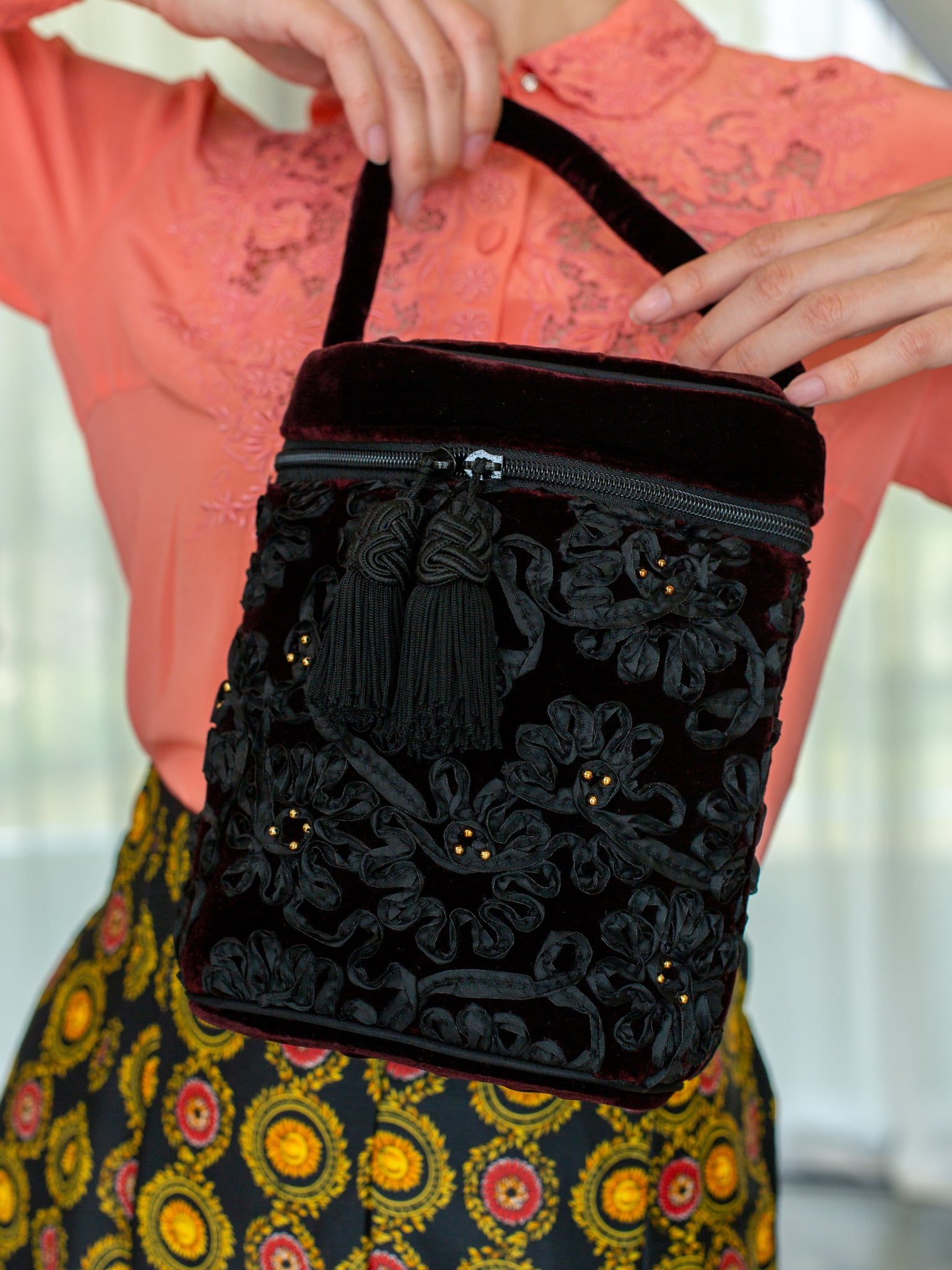 Vintage Black velvet Handbag
