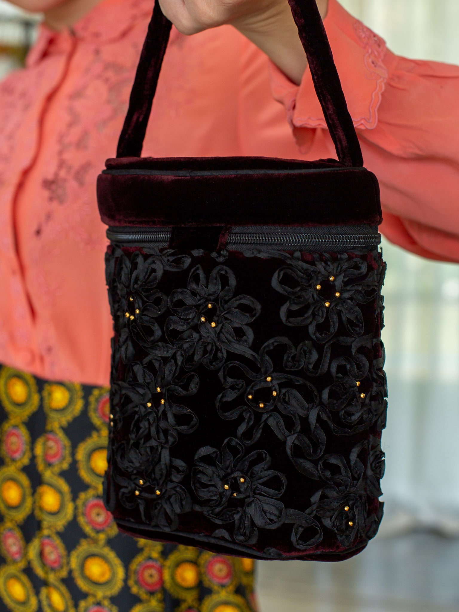 Vintage Black velvet Handbag
