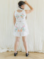 Crop Top and Shorts Set with Intricate Floral details in white Vintage Cotton Fabric