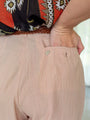 Vintage 80s Pale pink plaid peg trousers