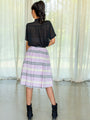 Vintage Linen Striped Purple Midi Skirt