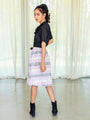 Vintage Linen Striped Purple Midi Skirt