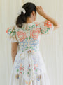 Upcycled embroidered vintage dress with collar neck