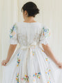 Vintage upcycled embroidered dress with sweetheart neck