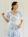 Upcycled embroidered vintage tiered dress with square neck