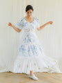 Upcycled embroidered vintage tiered dress with square neck