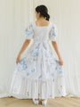 Upcycled embroidered vintage tiered dress with square neck