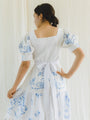Upcycled embroidered vintage tiered dress with square neck