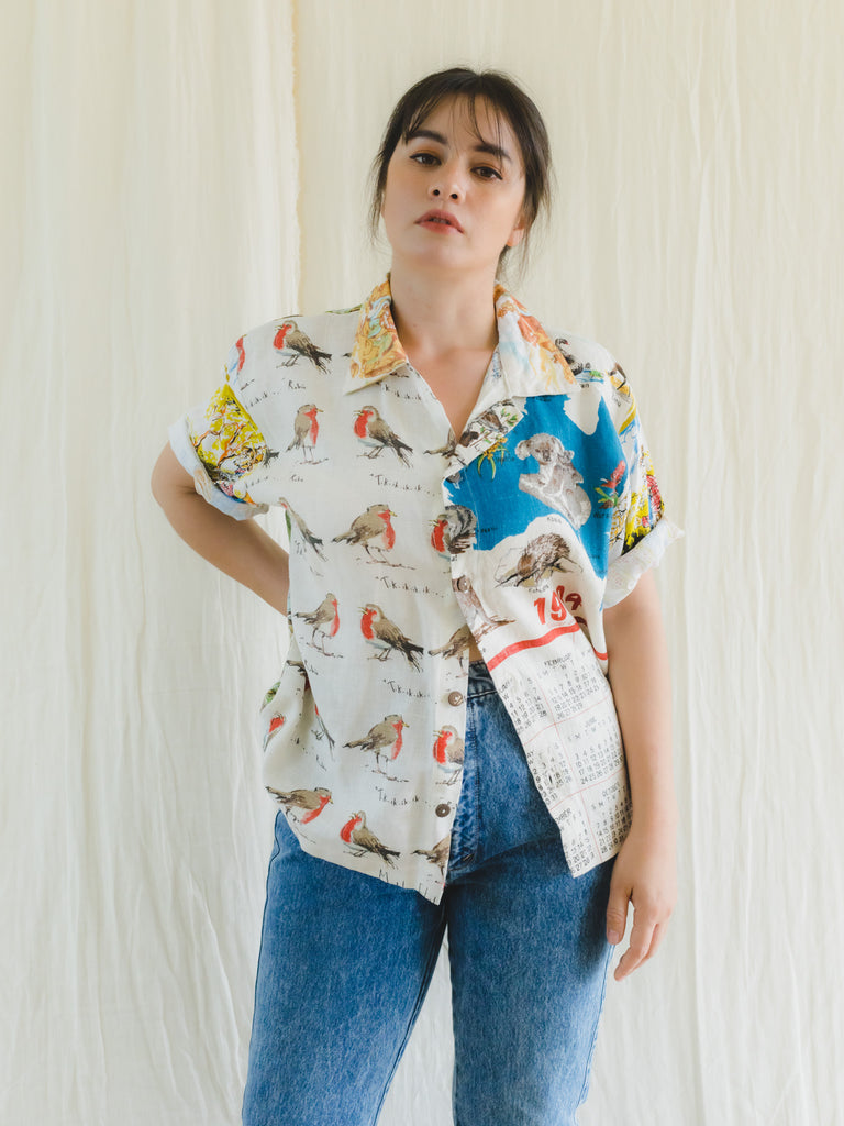 SUGARCREAM_REDESIGN_TOP_UPCYCLED_VINTAGE_TEXTILE_ABSTRACT_BIRD_SHIRT_1