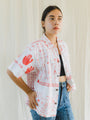 Upcycled artistic shirt with abstract art