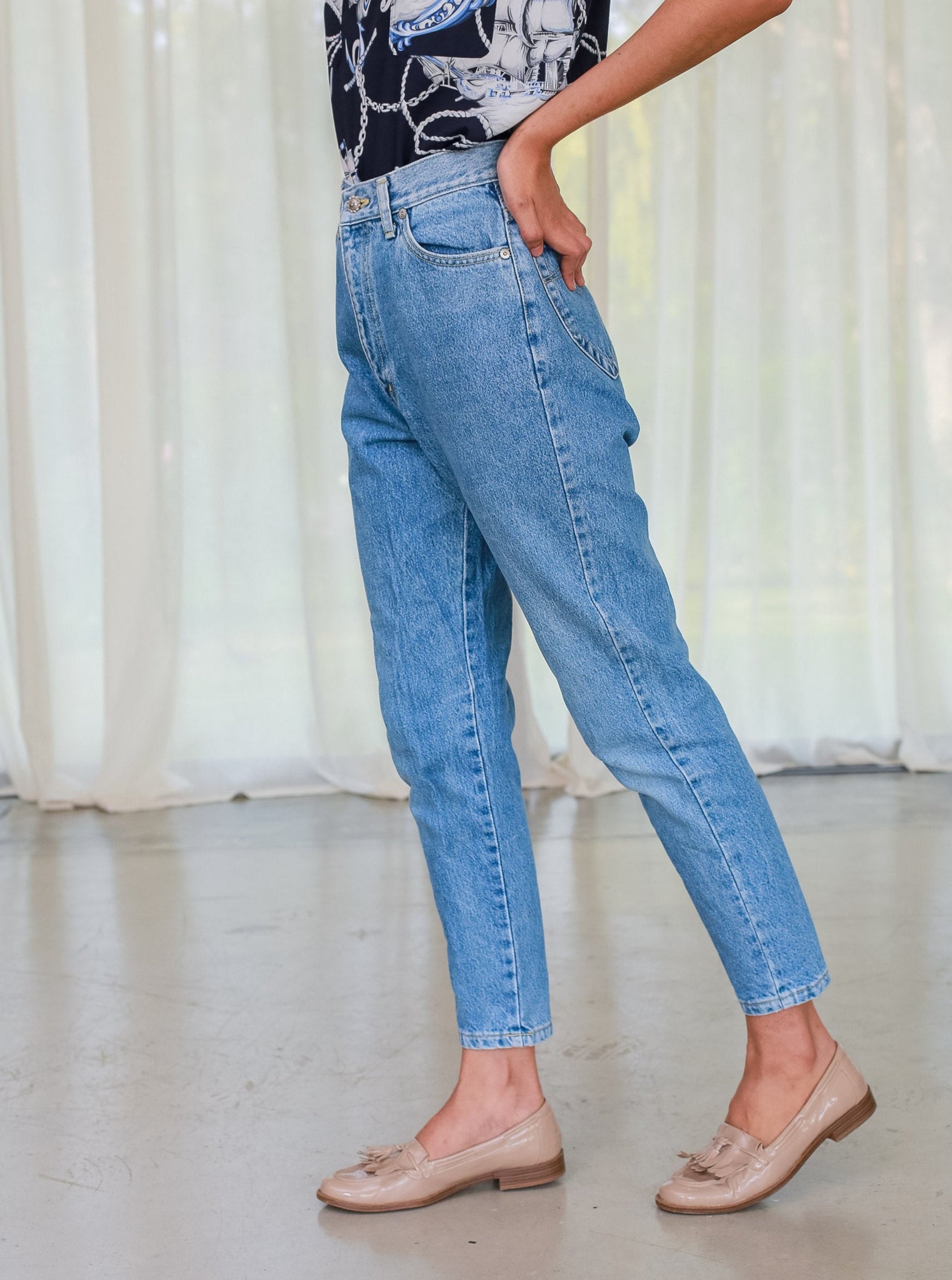 80s Light blue High-waisted mum jean