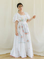 Upcycled Vintage Floral Embroidered Pink Border Maxi Dress