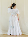 Upcycled Vintage Floral Embroidered Pink Border Maxi Dress