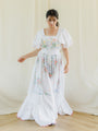 Upcycled Vintage Floral Embroidered Pink Border Maxi Dress