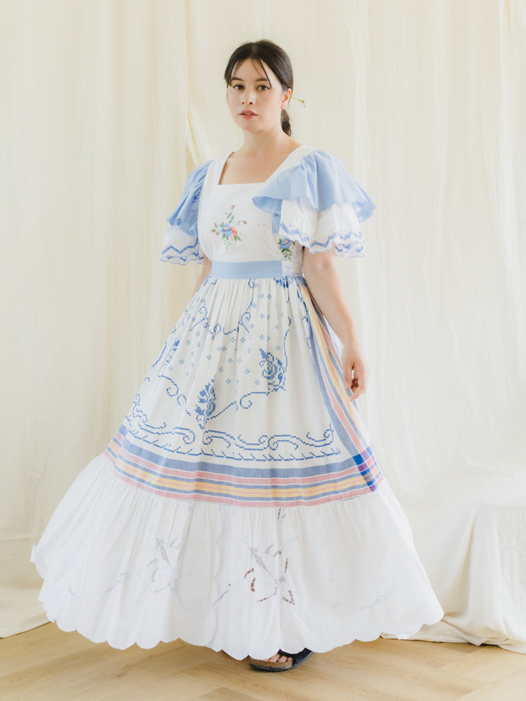 Sugar Cream Re-Dress Upcycled Lace Detail Floral Maxi Dress Sugar Cream Re-Dress Upcycled Lace Detail Floral Maxi Dress
