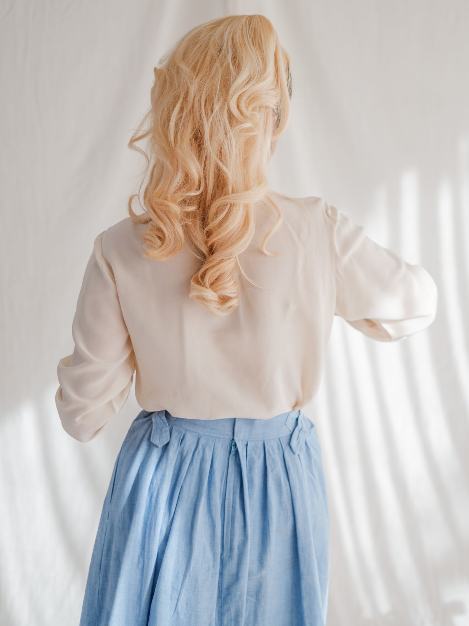 Cream silk vintage blouse
