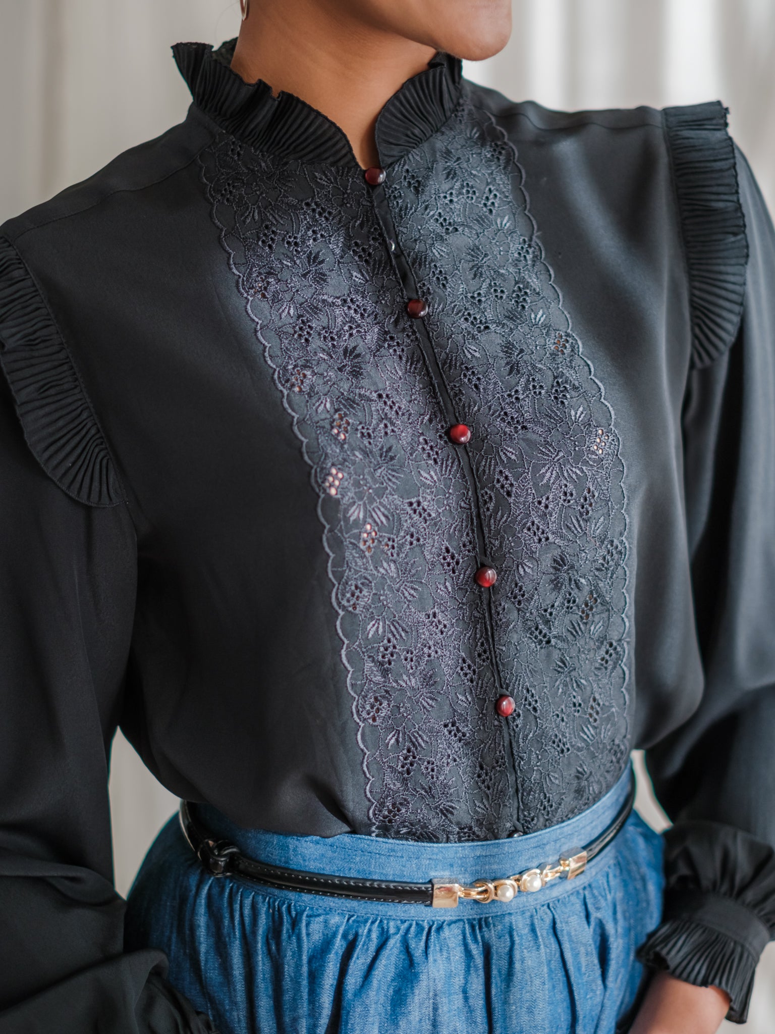 Black chiffon vintage blouse