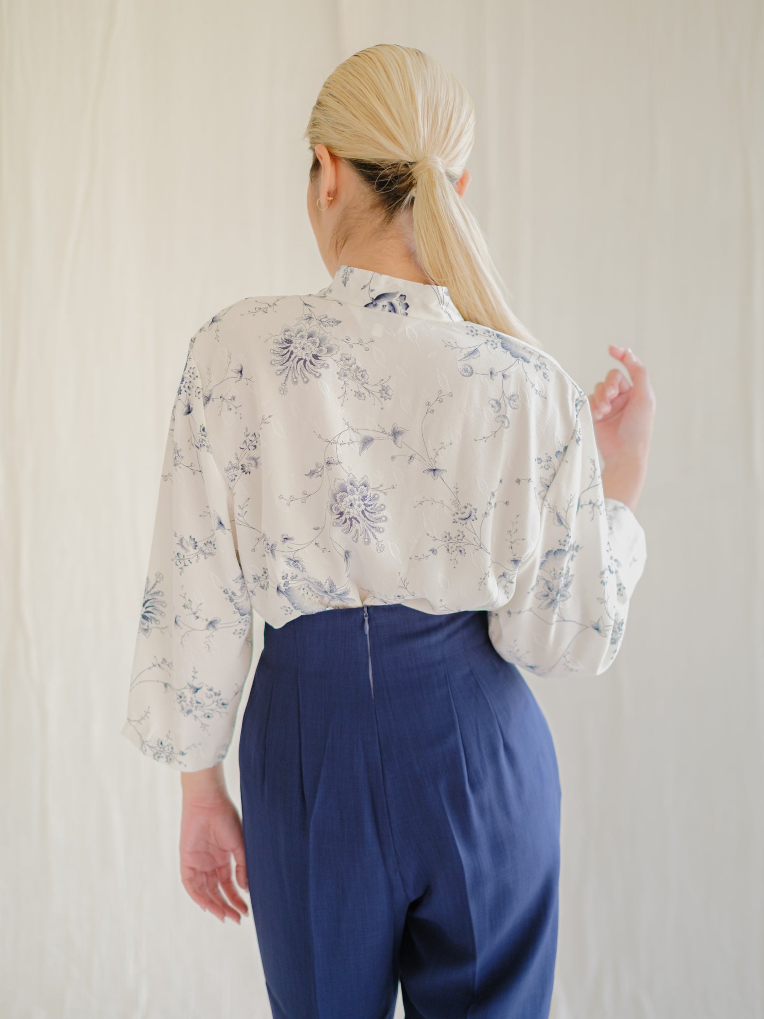 Mandarin chiffon vintage blouse