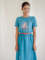 Sailboat print in green vintage dress