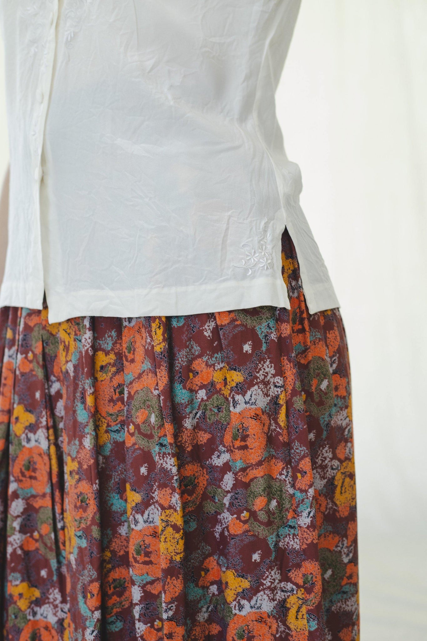 Skirt | Pleated long midi | Vintage 1980s - Sugar & Cream Vintage