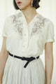 Off-white black stripes pleated skirt - Sugar & Cream Vintage