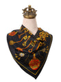 Black/ Gold Baroque print vintage silk scarf