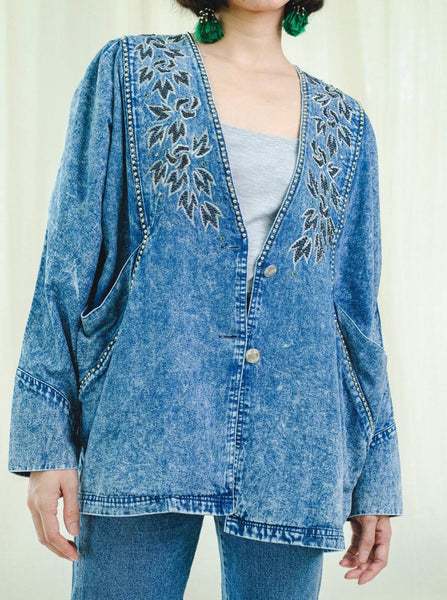 Jacket | Oversized Denim | Vintage 1980s - Sugar & Cream Vintage