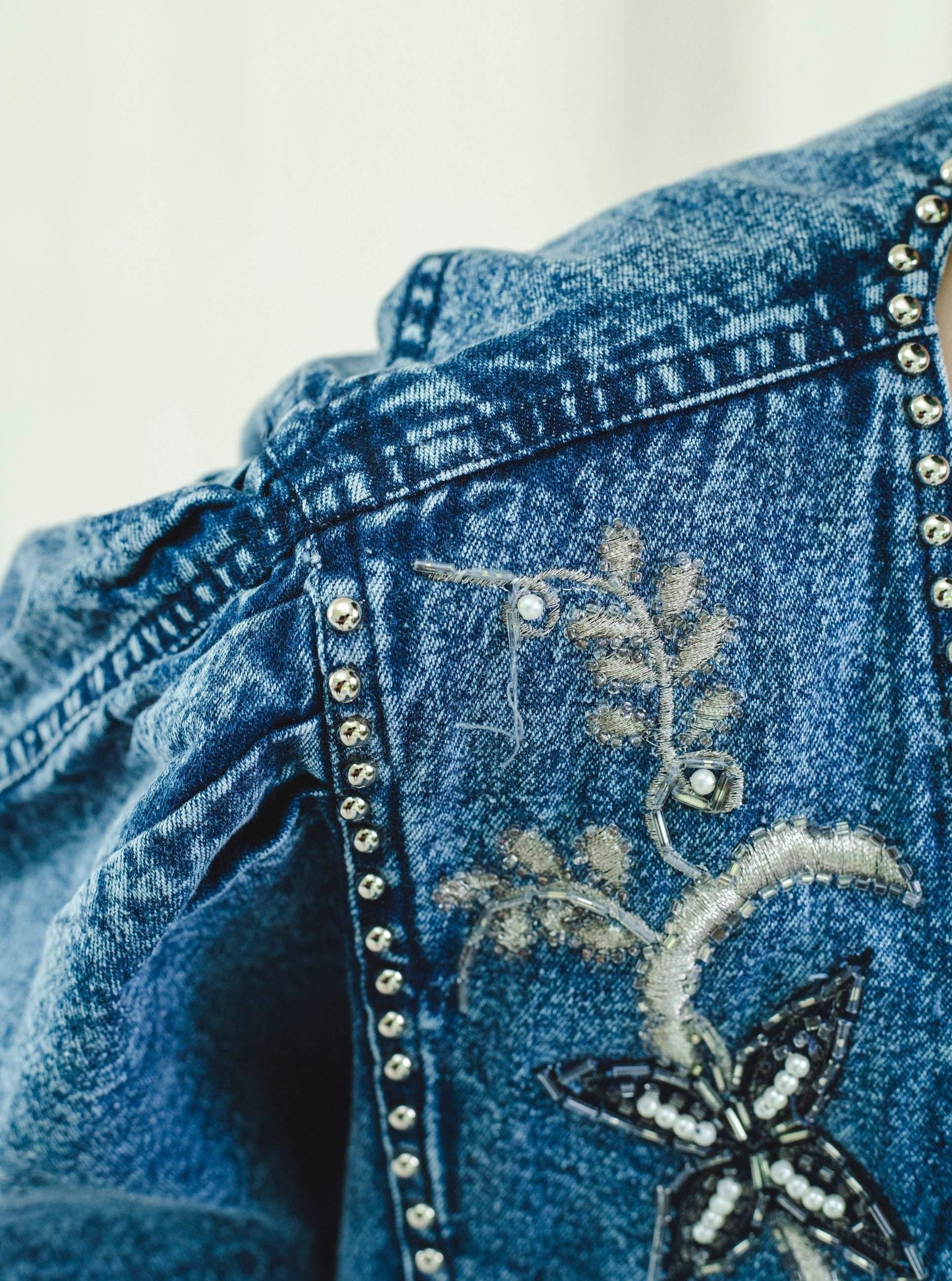 Vintage embroidered deals denim jacket