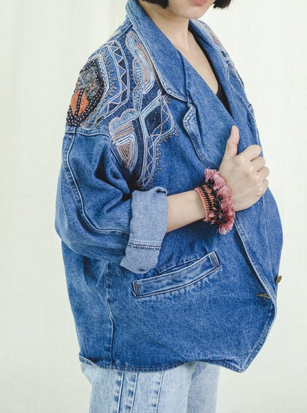 Maxi Jacket | Unique embroidered piece | Vintage 1980s - Sugar & Cream Vintage