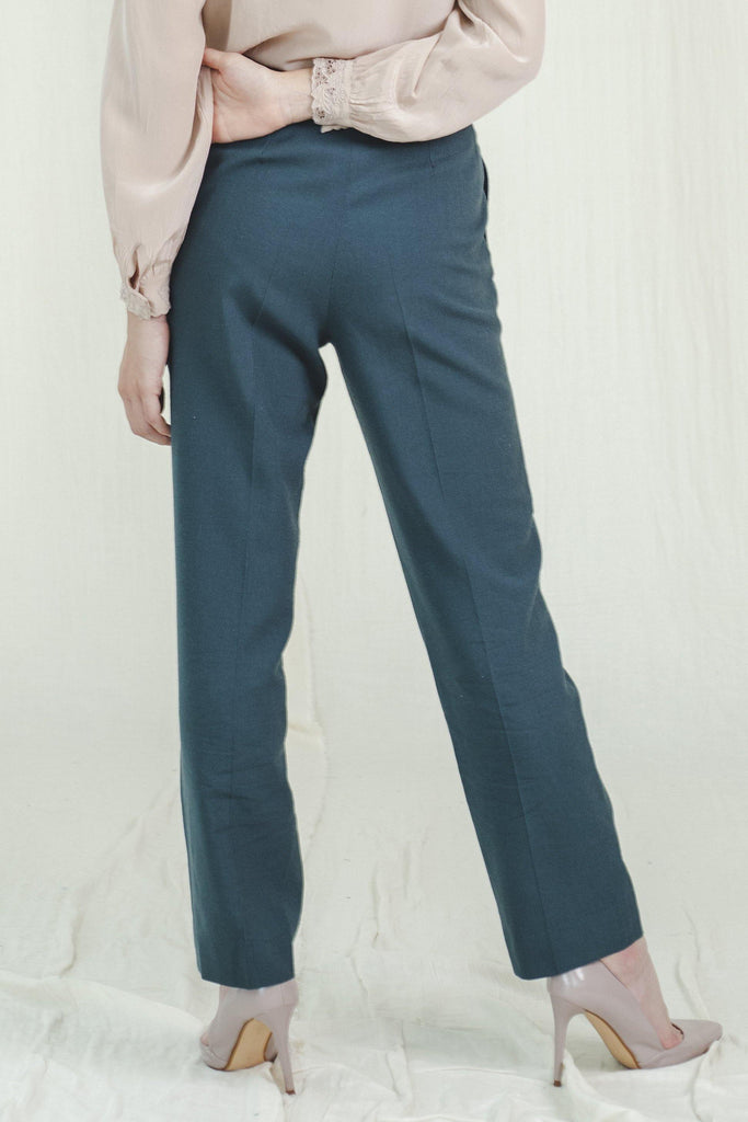 SUGARCREAM_VINTAGE_HIGH_WAISTED_DARK_GREEN_TAPERED_TROUSERS_2
