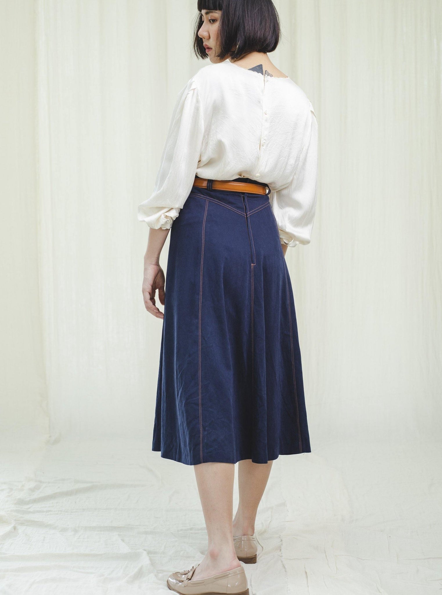 Dark blue denim 80's skirt - Sugar & Cream Vintage