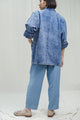 Blue linen high-waisted trousers