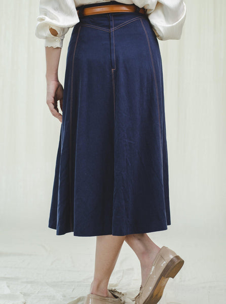 Dark blue denim 80's skirt - Sugar & Cream Vintage