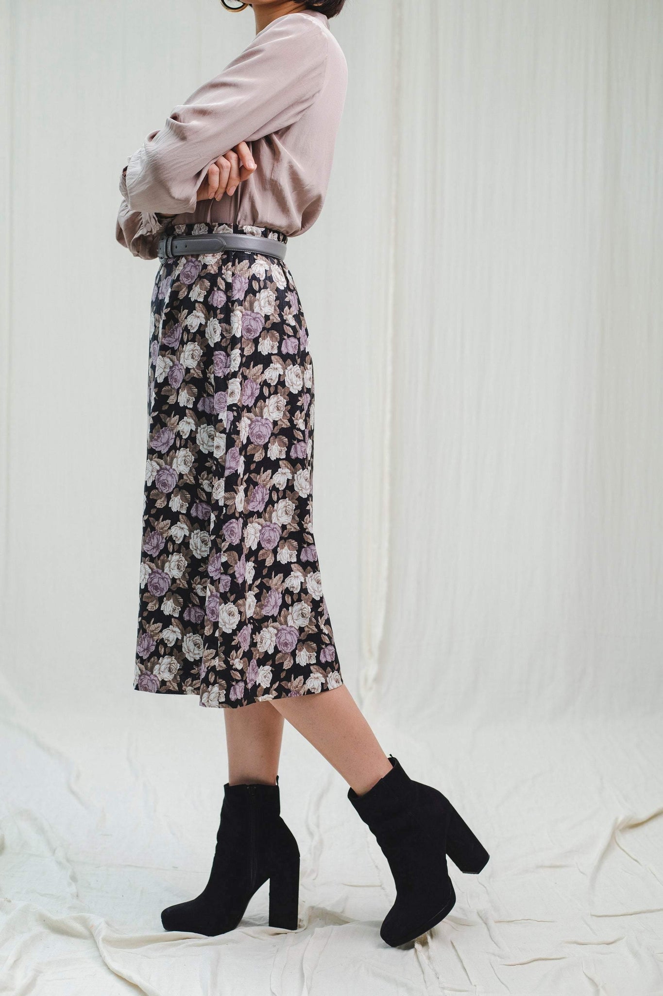 A-line floral print midi skirt - Sugar & Cream Vintage