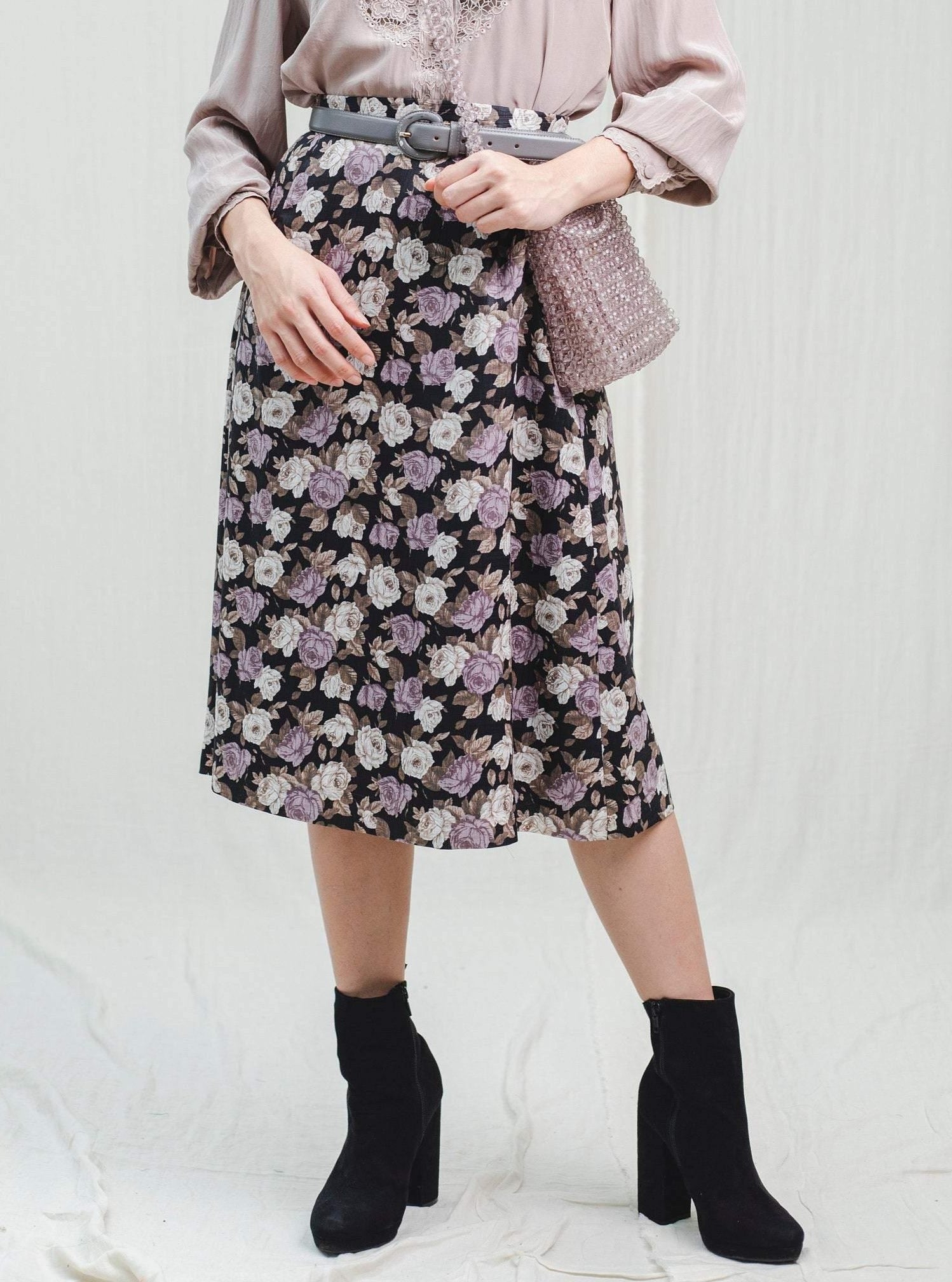 A-line floral print midi skirt - Sugar & Cream Vintage
