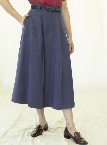 Skirt l Navy blue vintage cotton skirt - Sugar & Cream Vintage