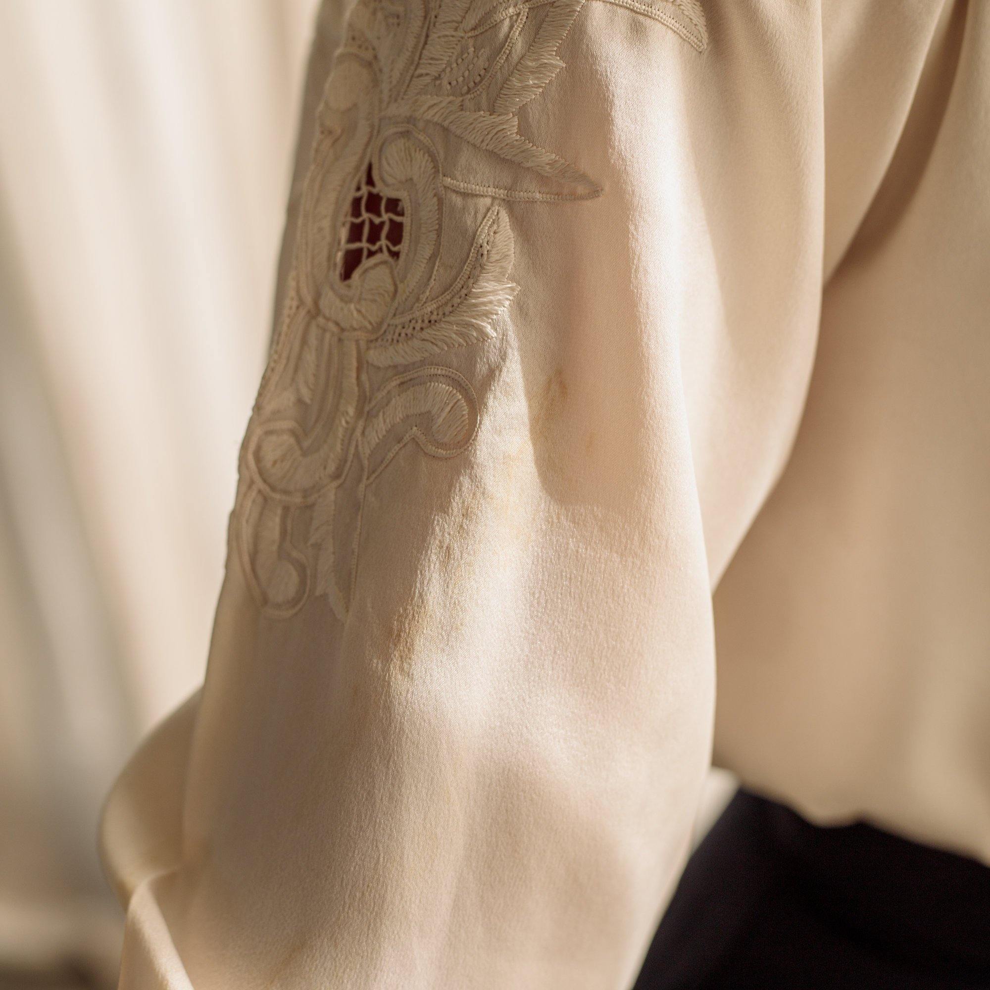 Vintage pure silk hand embroidered blouse - Sugar & Cream Vintage