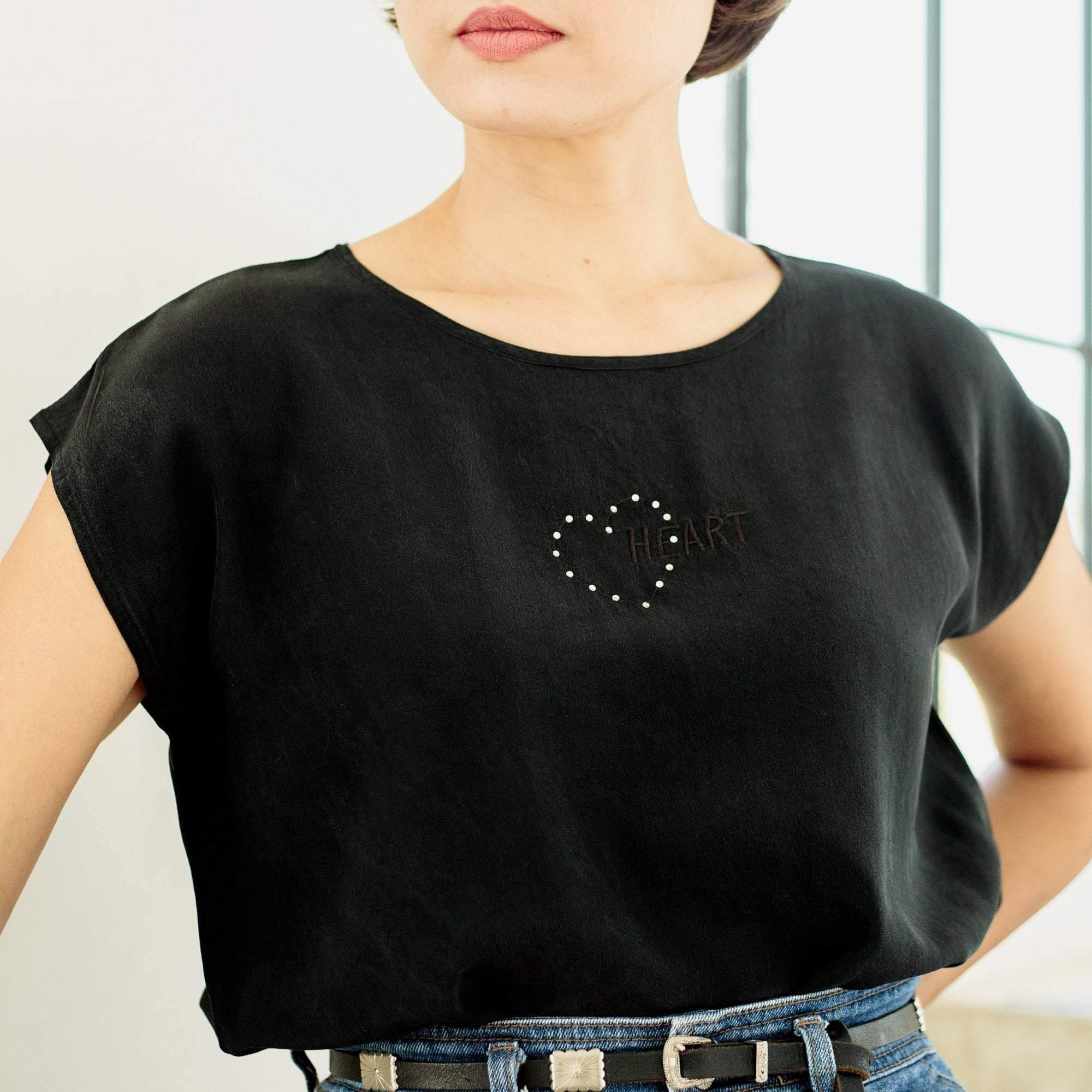 Vintage black silk blouse - Sugar & Cream Vintage