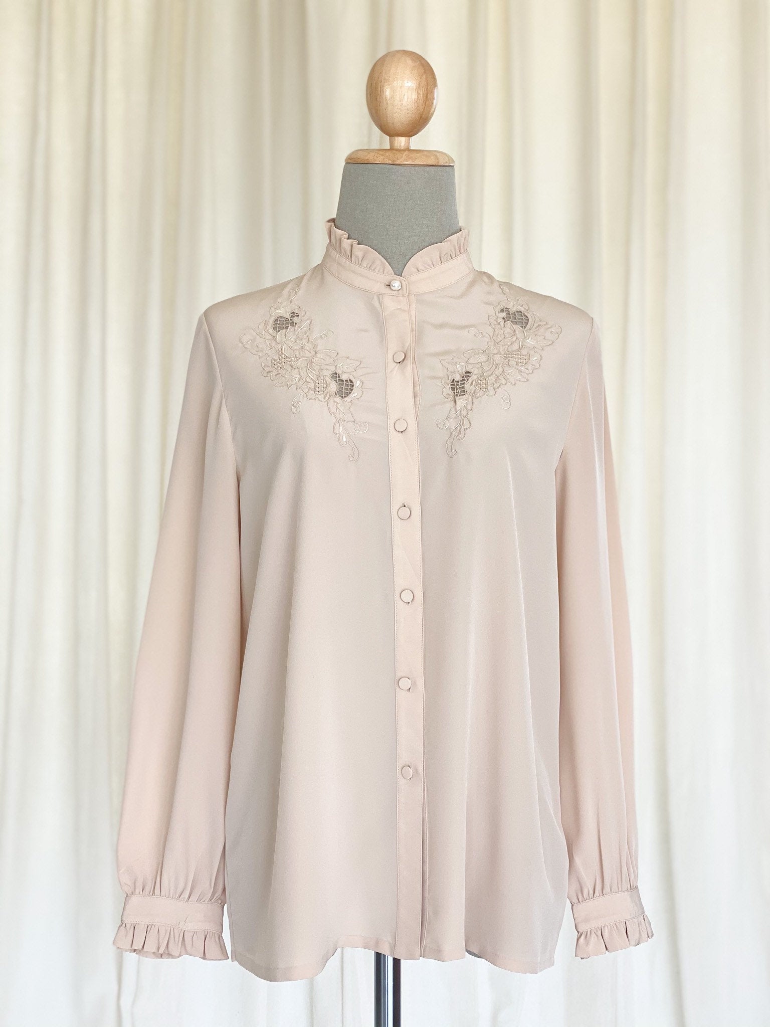 Pure silk embroidered vintage blouse
