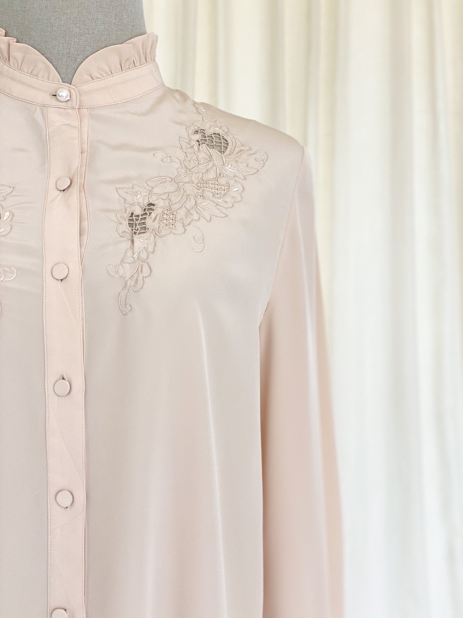 Pure silk embroidered vintage blouse