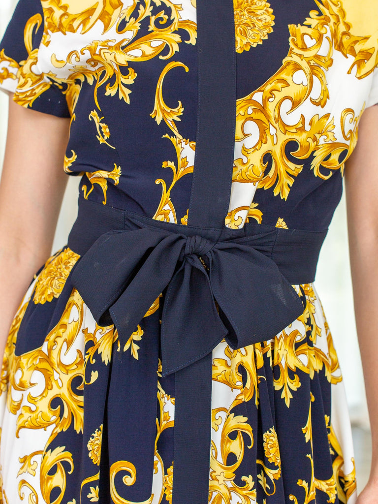 Sugar Cream Vintage Gold Baroque Wrap Dress